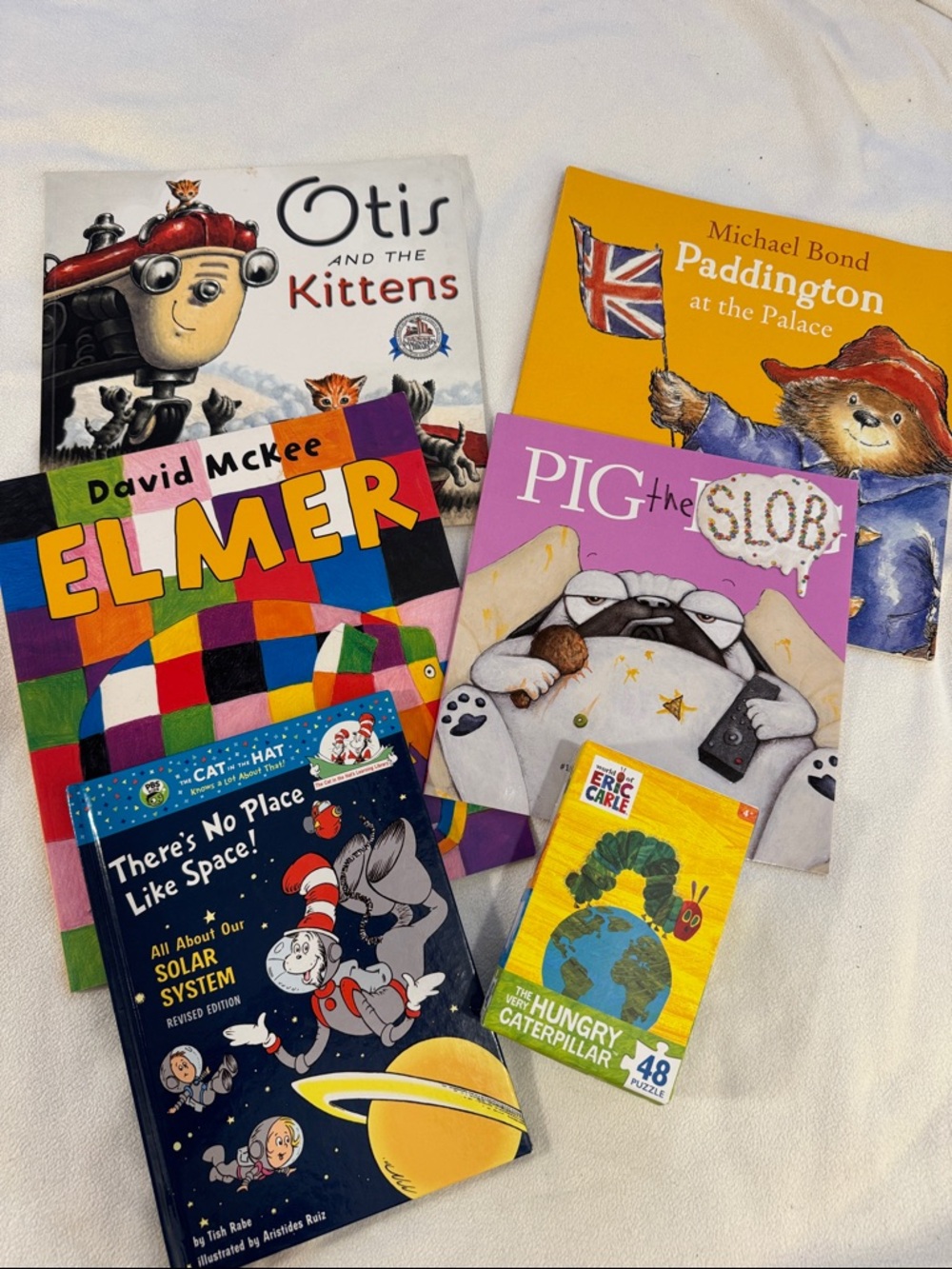Kids Book Bundle - 5 Books & Puzzle - Cat in Hat Elmer Paddington Eric Carle